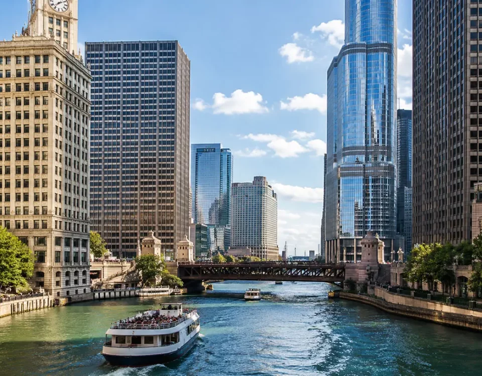 Chicago River Downtown Skyline