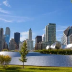 Chicago Skyline Over Reflective Millennium Park Sculpture