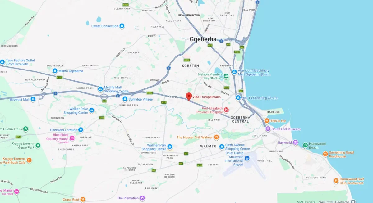 Gqeberha map of the Vida Trümpelmann premises