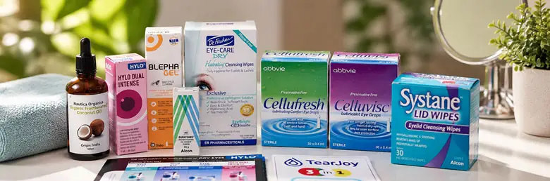 Photo of eye care products on desk
