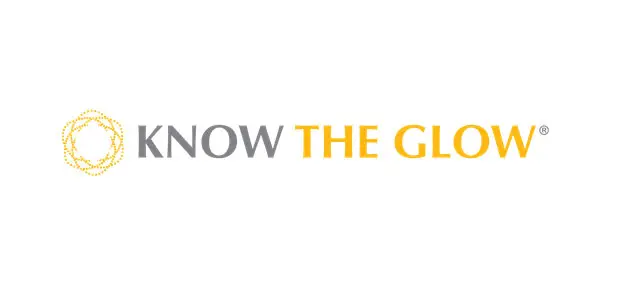 Know The Glow yellow and grey logo